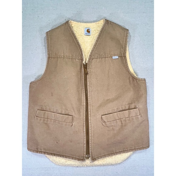 Vintage Carhartt Men's Medium 6SV Sherpa Duck Canvas Vest WorkWear - Picture 1 of 9